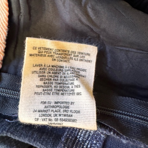 ANTHROPOLOGIE Cartonnier Charlie Trouser Women’s Side Zip Blue W/Gray Pattern 12 - Picture 7 of 9